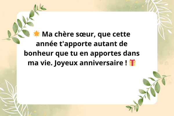 Texte joyeux anniversaire ma sœur