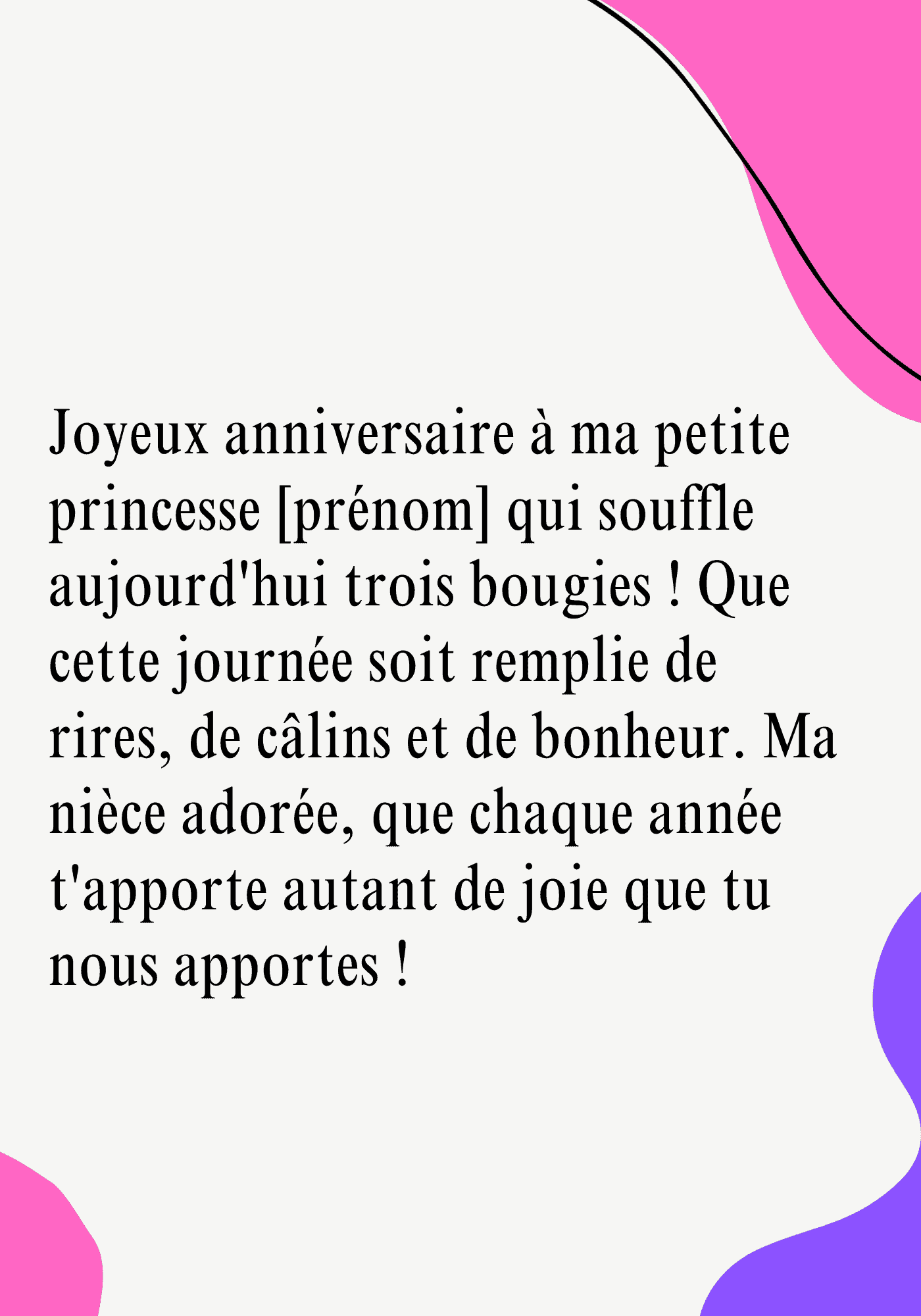 texte joyeux anniversaire petite fille 3 ans