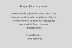 exemple sms pour dire je suis malade à son patron 