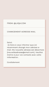 Messages pour informer changement adresse mail